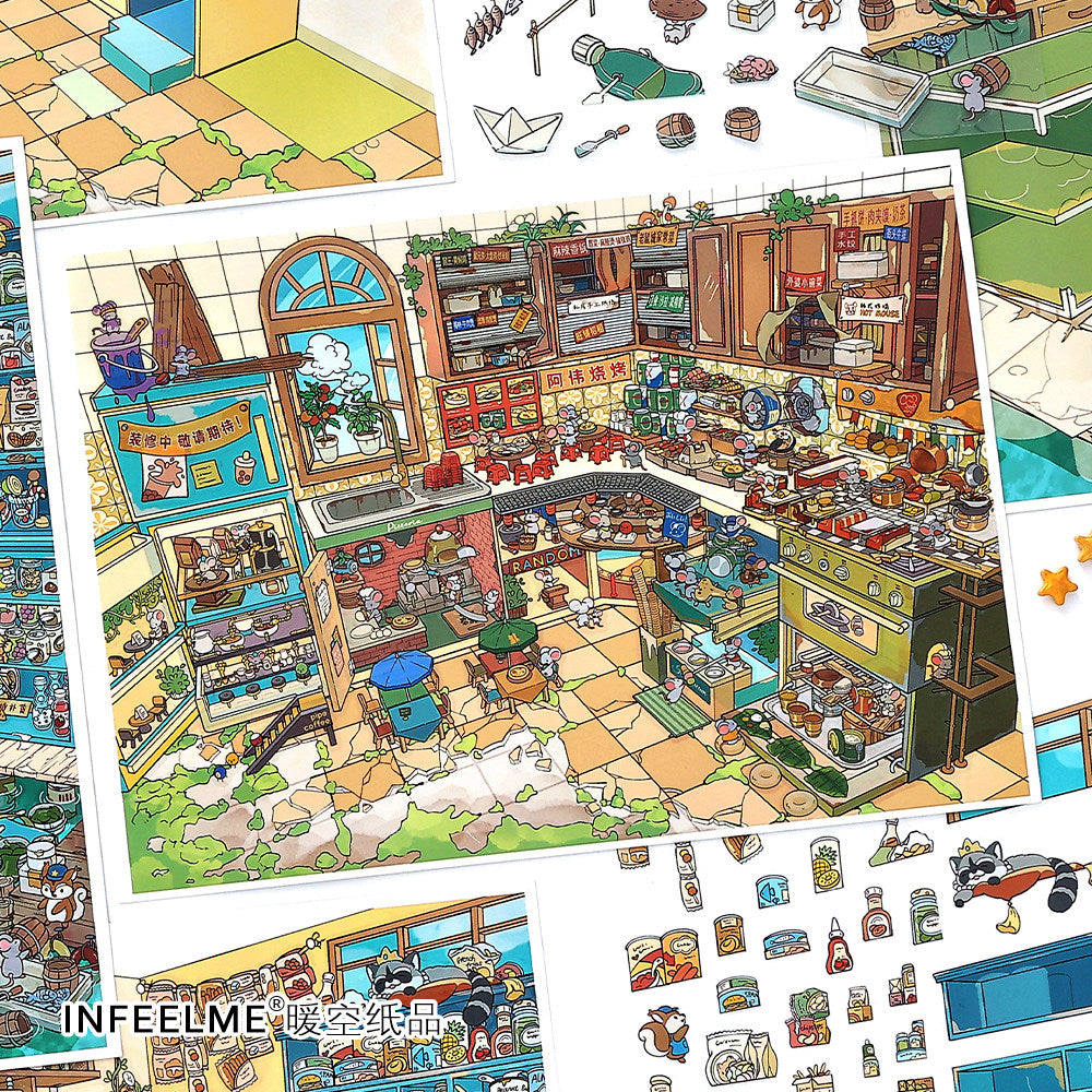 Now Open DIY 3D Scene Stickers - 4 Cute Miniature Scenes #218