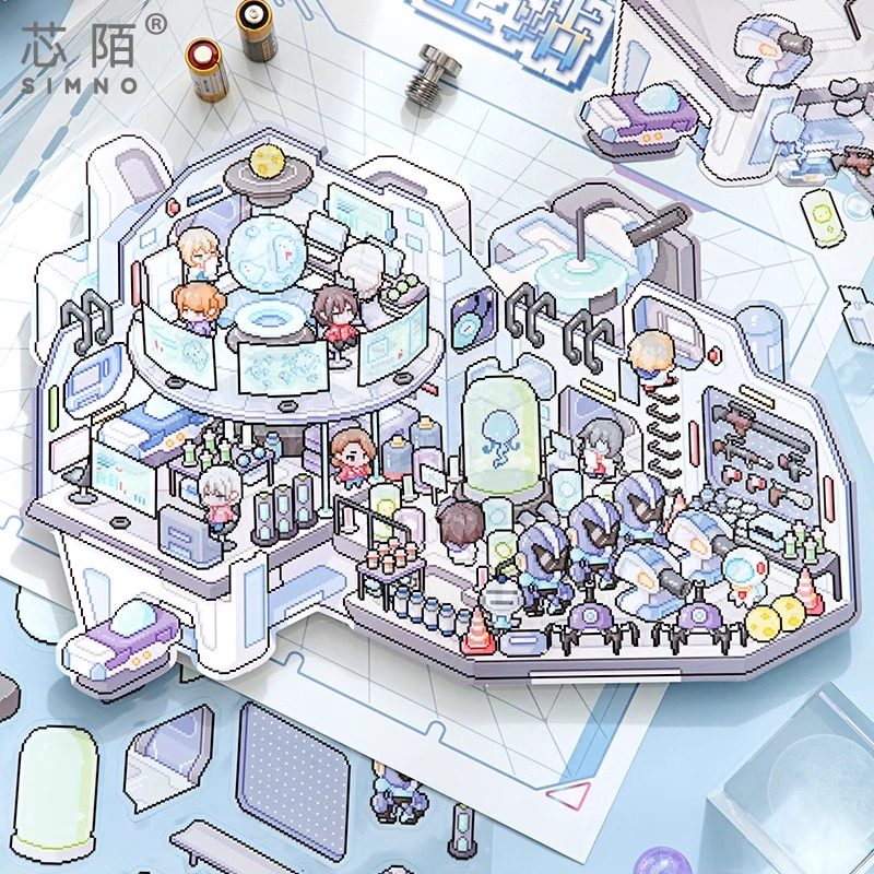 Pixel Style DIY 3D Scene Stickers - 2 Cute Miniature Scenes #112