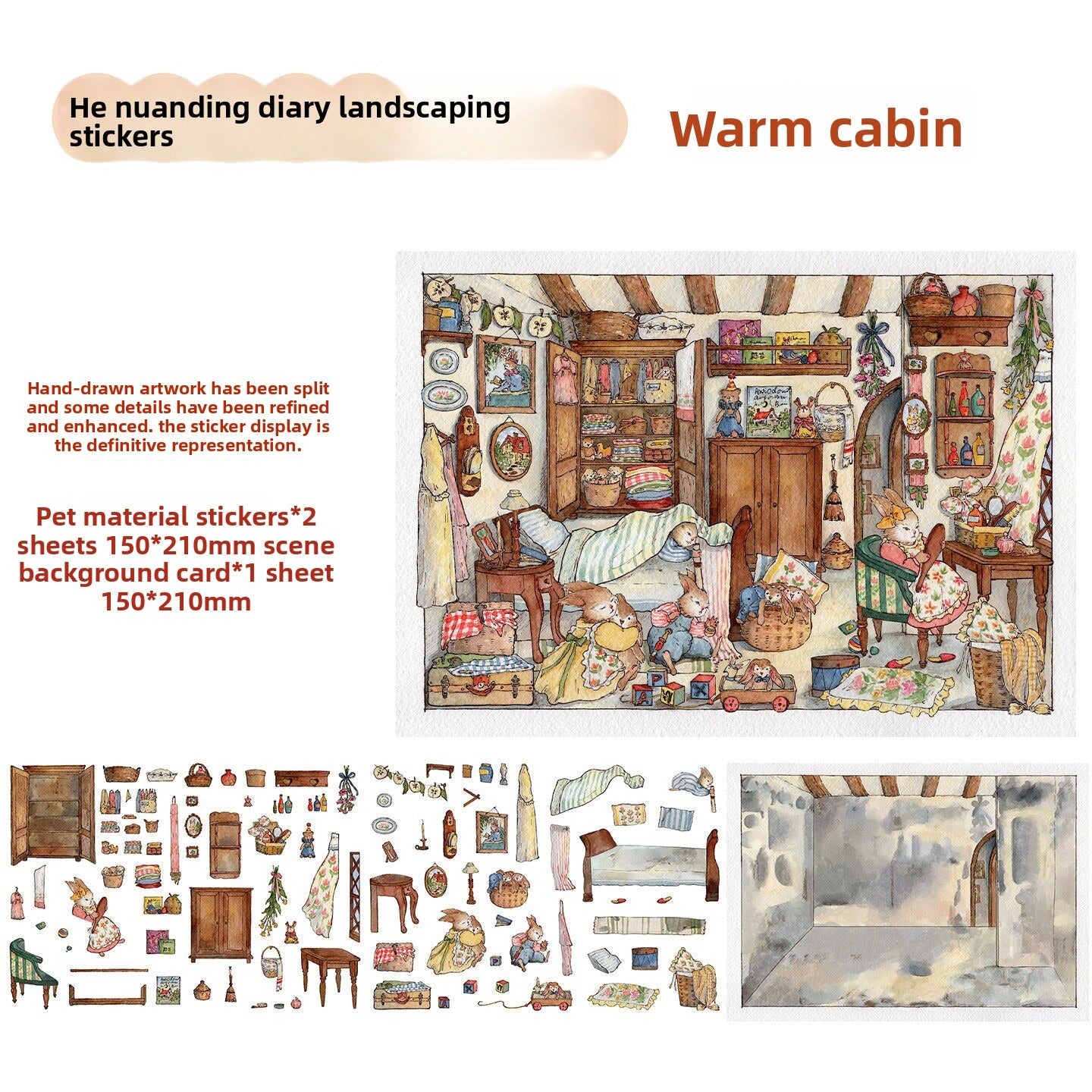 Fairy Tale Cottage DIY 3D Scene Stickers - 4 Cute Miniature Scenes #202