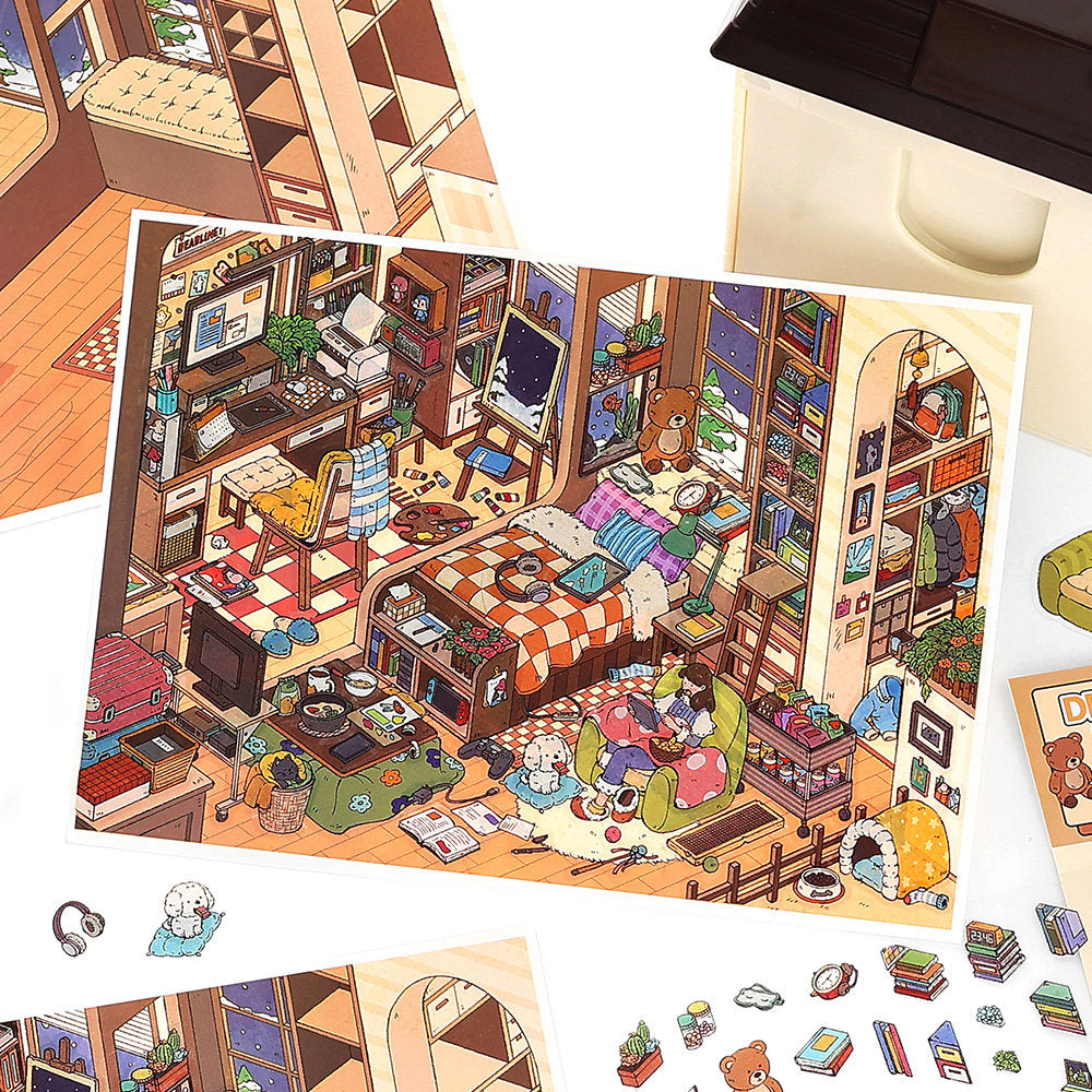 My House DIY 3D Scene Stickers - 2 Cute Miniature Scenes #013