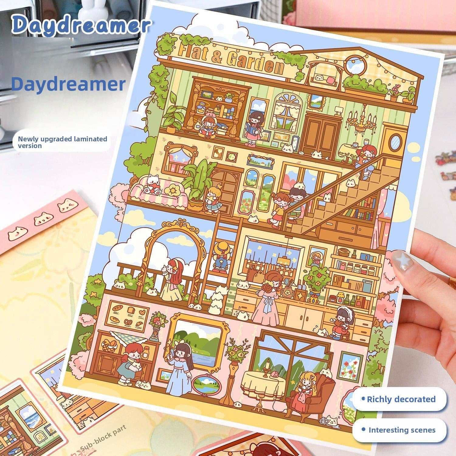 Cute DIY 3D Scene Stickers - 2 Cute Miniature Scenes #037