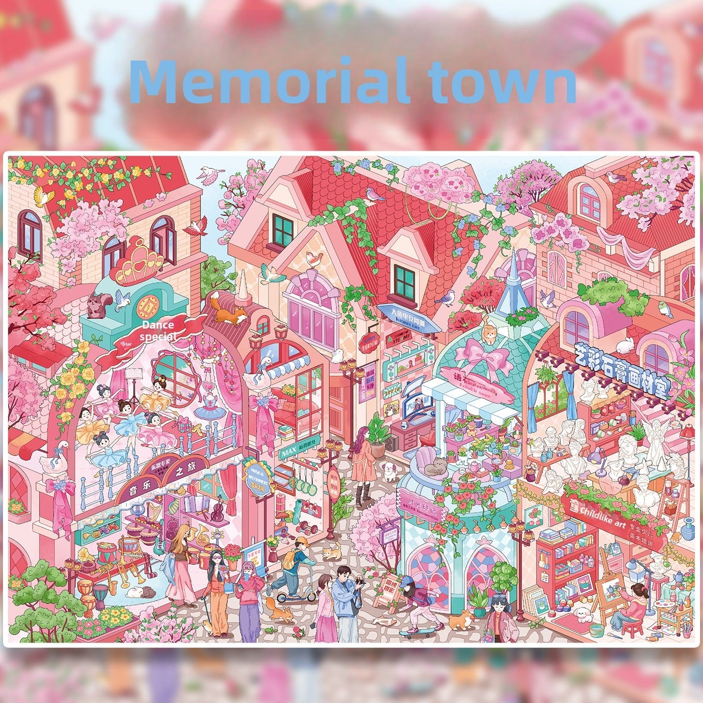 Town DIY 3D Scene Stickers - 4 Cute Miniature Scenes #057