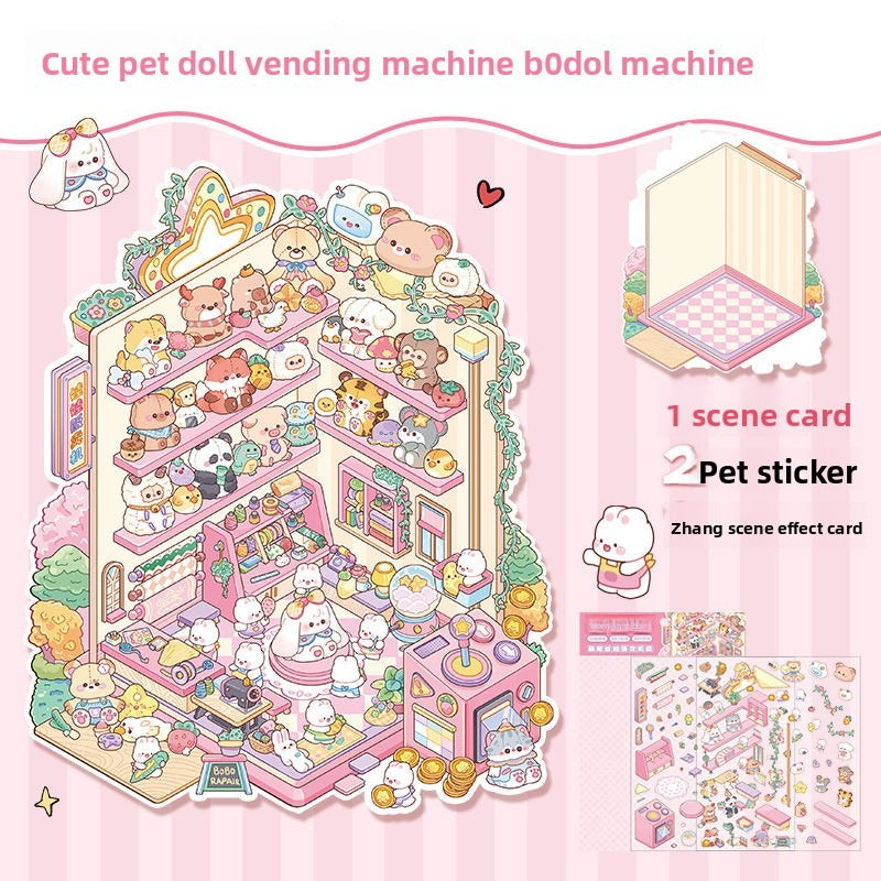 Cute Series DIY 3D Scene Stickers - 2 Cute Miniature Scenes #141