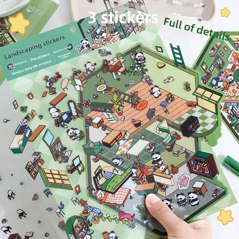 Cute Series DIY 3D Scene Stickers - 2 Cute Miniature Scenes #143