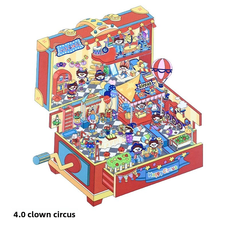 Layered Tiny Cottage DIY 3D Scene Stickers - 4 Cute Miniature Scenes #177