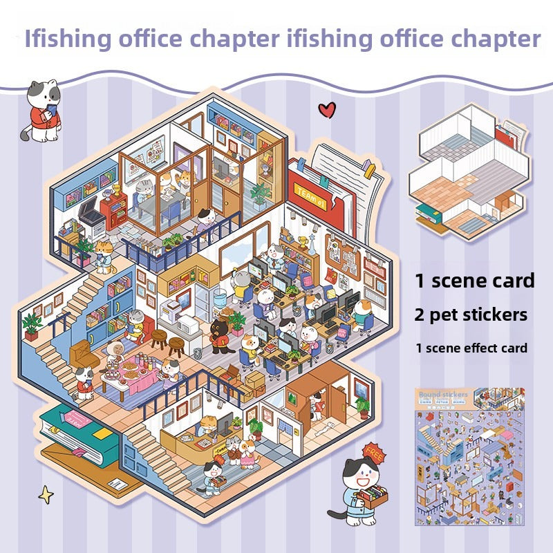 Cute Cottage DIY 3D Scene Stickers - 2 Cute Miniature Scenes #167