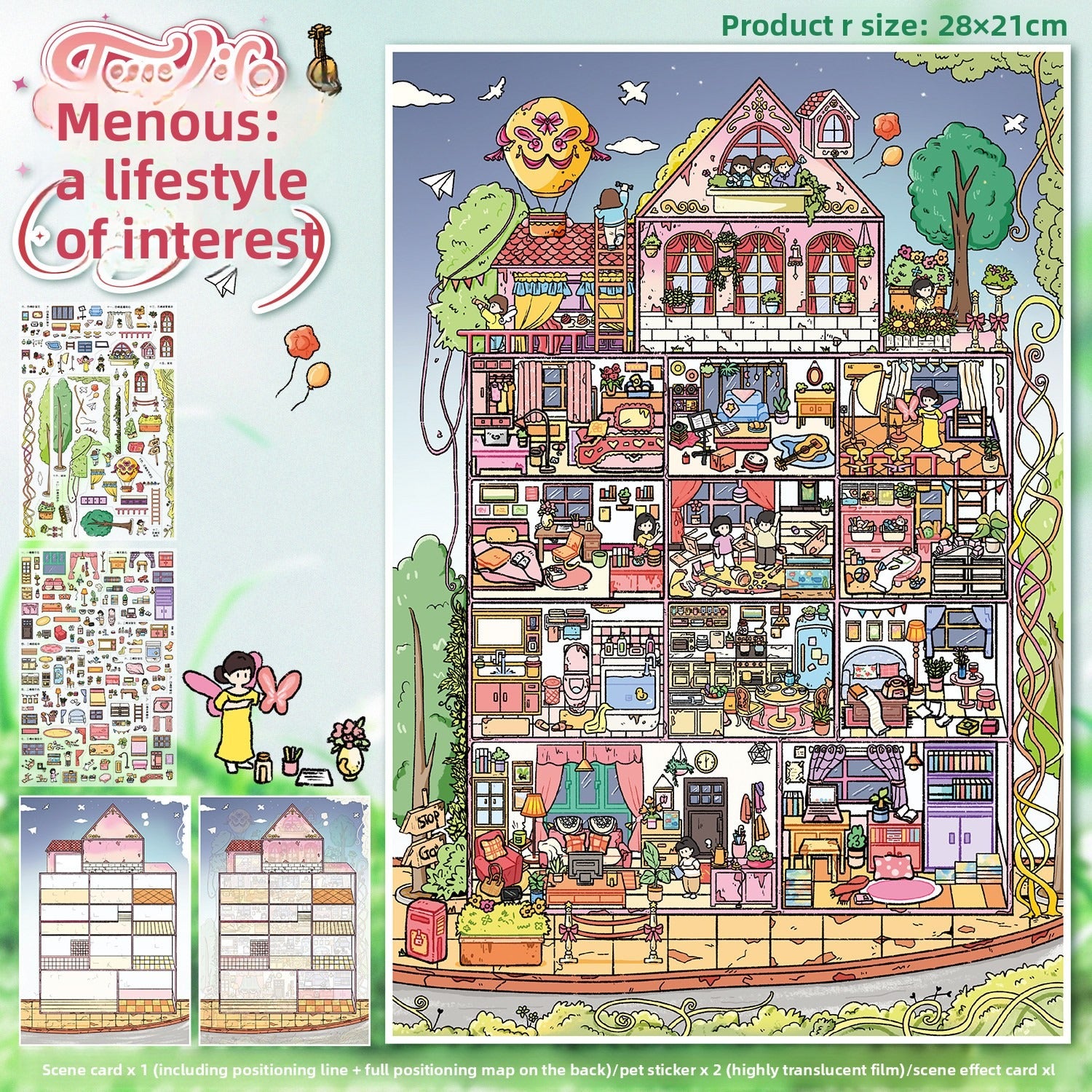 Festival Town DIY 3D Scene Stickers - 2 Cute Miniature Scenes #168