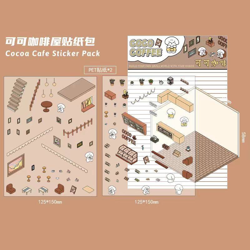 Forest Cottage DIY 3D Scene Stickers - 4 Cute Miniature Scenes #118