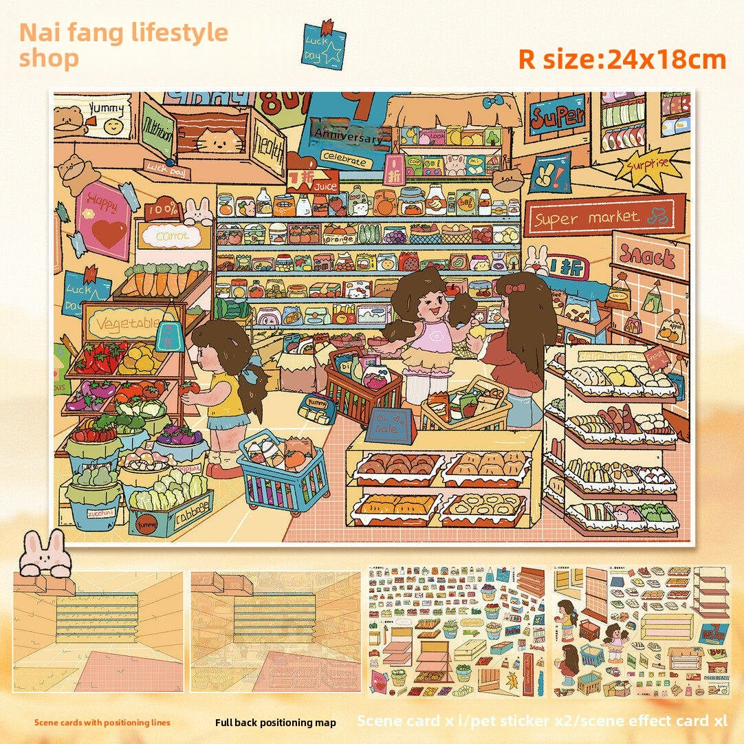 My House DIY 3D Scene Stickers - 2 Cute Miniature Scenes #085