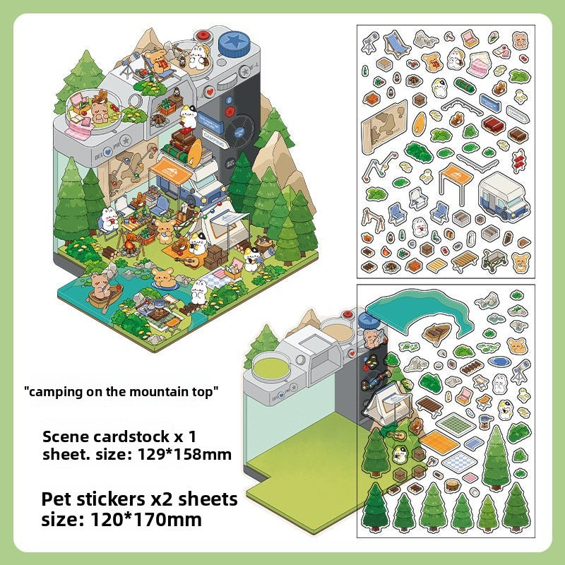 Today Open DIY 3D Scene Stickers - 4 Cute Miniature Scenes #064