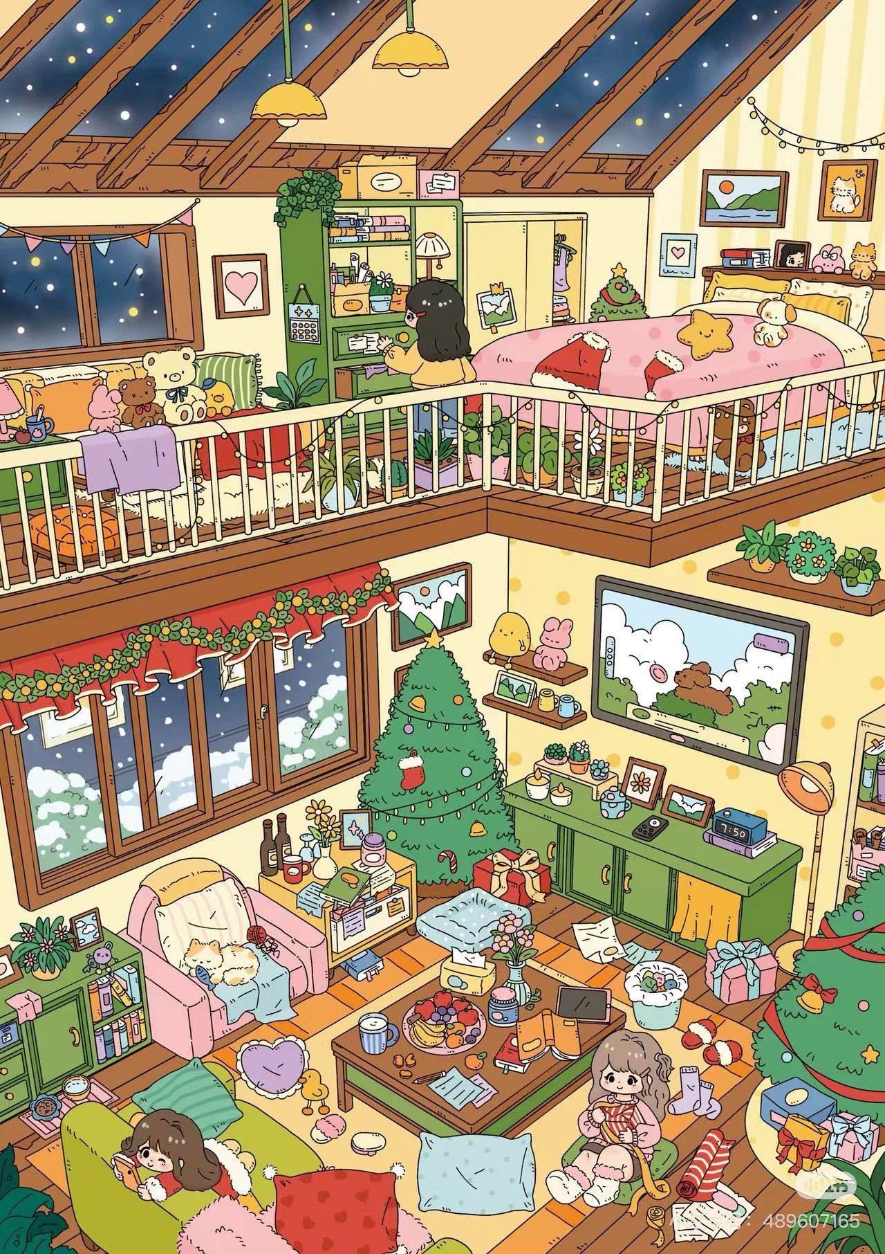 Cute Cottage DIY 3D Scene Stickers - 2 Cute Miniature Scenes #170