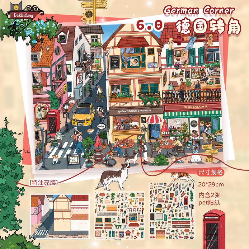 Streets View DIY 3D Scene Stickers - 5 Cute Miniature Scenes #019