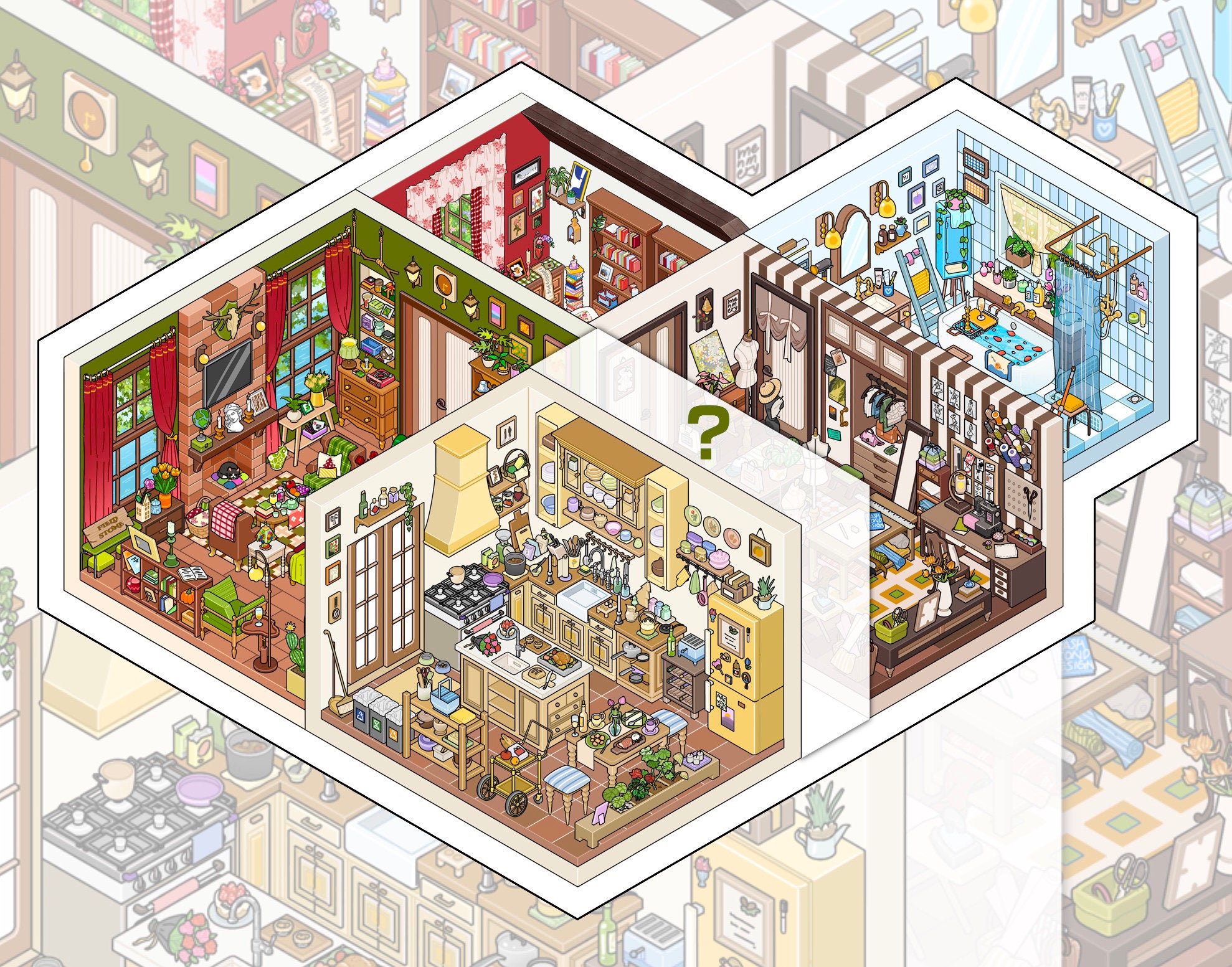 New Home DIY 3D Scene Stickers - 5 Cute Miniature Scenes #039