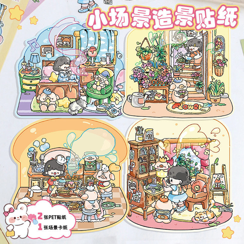 My Cottage DIY 3D Scene Stickers - 4 Cute Miniature Scenes #138