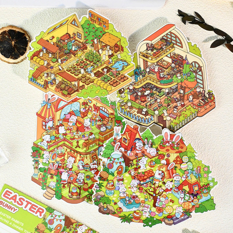 Forest Cottage DIY 3D Scene Stickers - 4 Cute Miniature Scenes #111