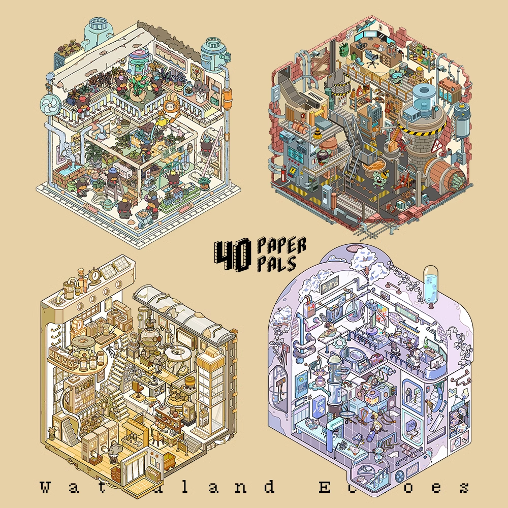 Wasteland Echoes DIY 3D Scene Stickers - 4 Cute Miniature Scenes #061