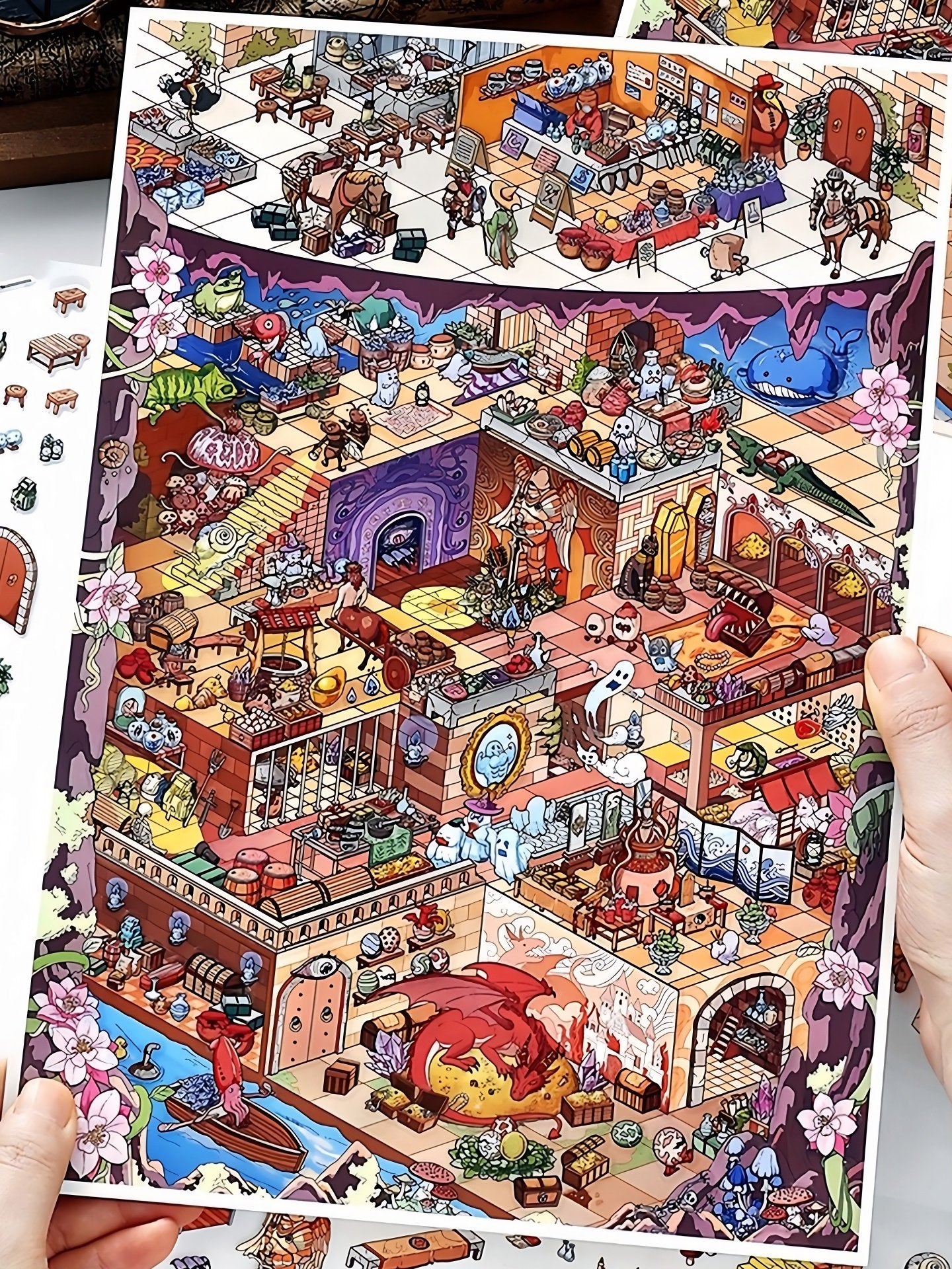 Dungeon Adventure DIY 3D Scene Stickers - 1 Cute Miniature Scenes #006