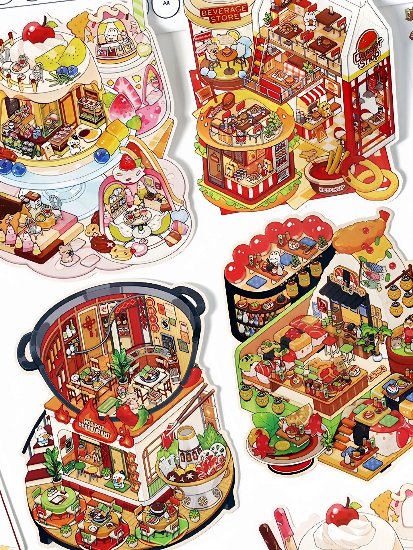 Open Today DIY 3D Scene Stickers - 4 Cute Miniature Scenes #165