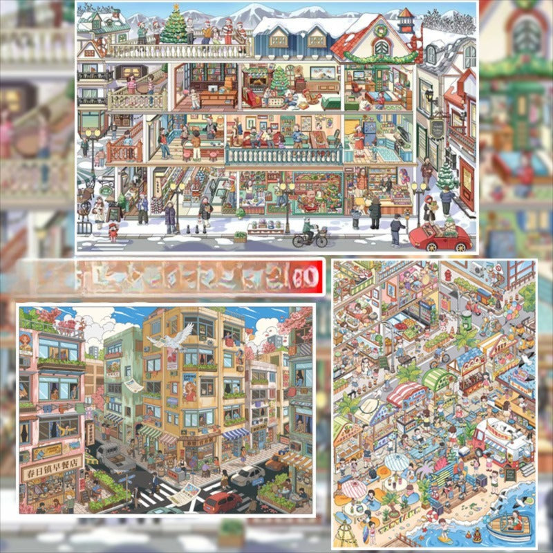 Streets View DIY 3D Scene Stickers - 3 Cute Miniature Scenes #043