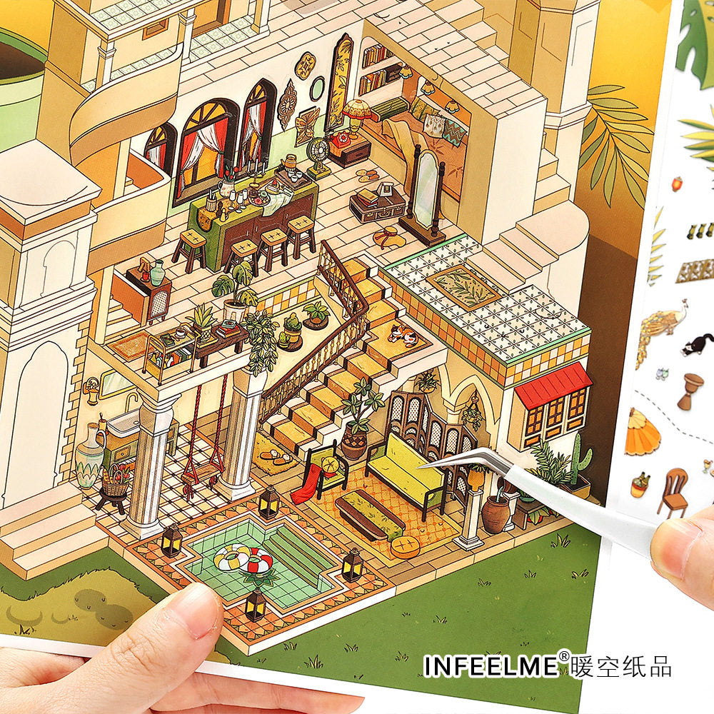 My House DIY 3D Scene Stickers - 2 Cute Miniature Scenes #012