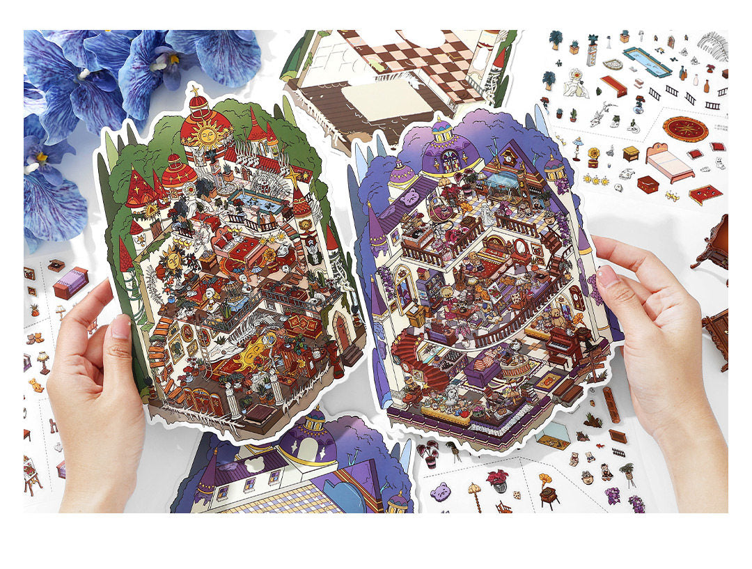 Castle DIY 3D Scene Stickers - 2 Cute Miniature Scenes #007
