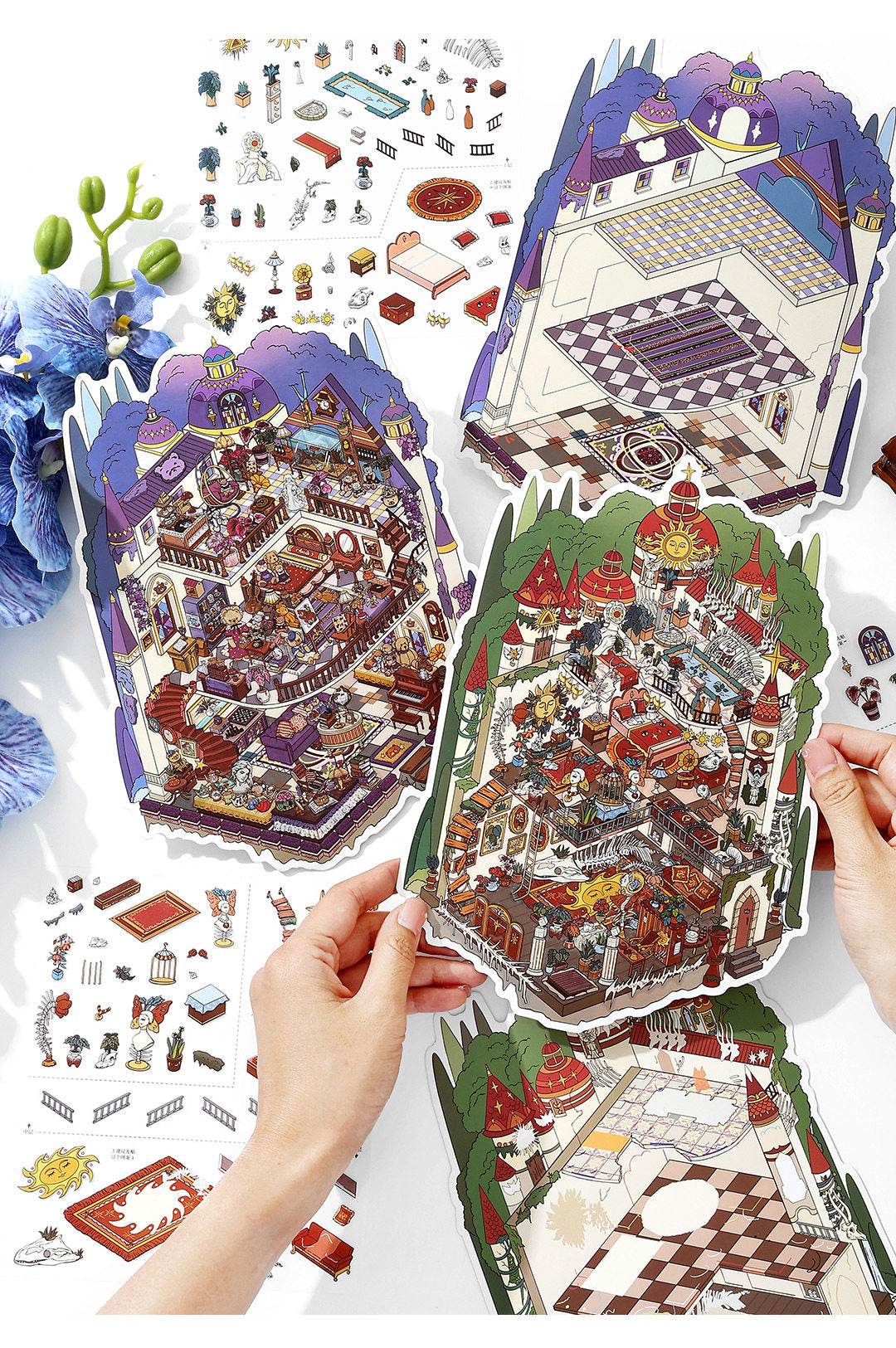 Castle DIY 3D Scene Stickers - 2 Cute Miniature Scenes #007