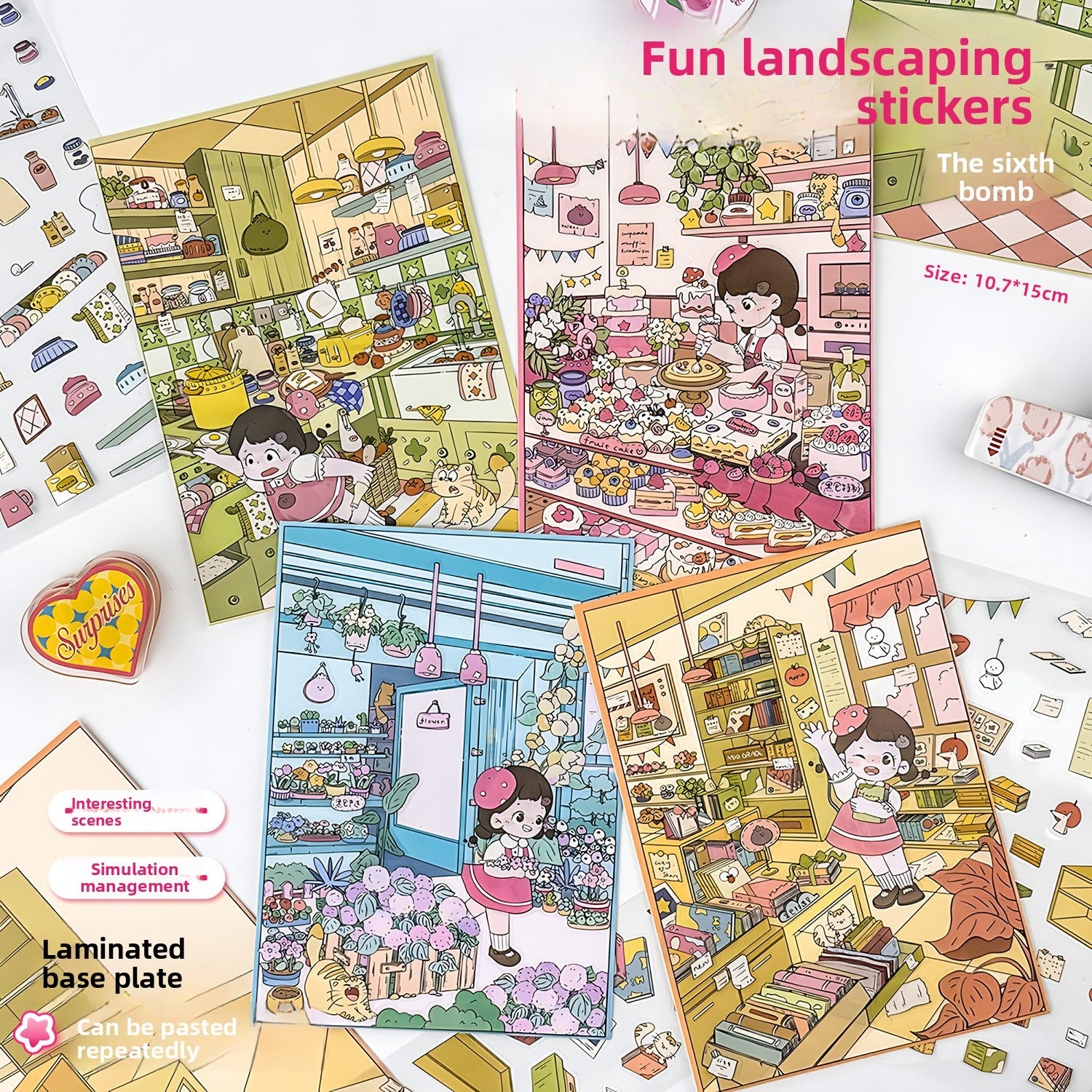 B1ack Bag's DIY 3D Scene Stickers - 4 Cute Miniature Scenes #121