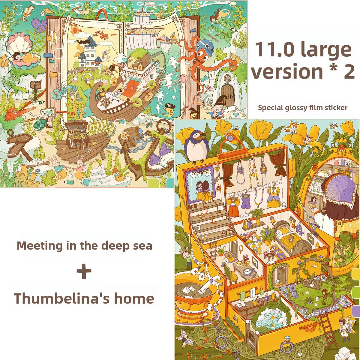 Whimsical Cabin DIY 3D Scene Stickers - 2 Cute Miniature Scenes #152