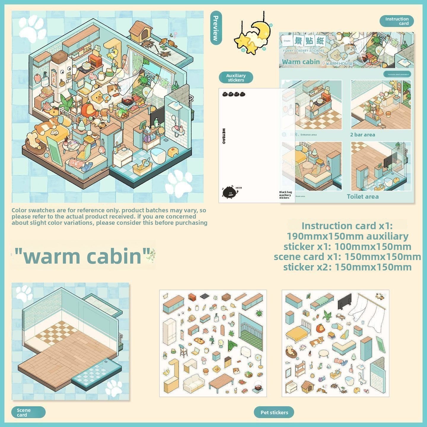 Cute Town DIY 3D Scene Stickers - 7 Cute Miniature Scenes #175