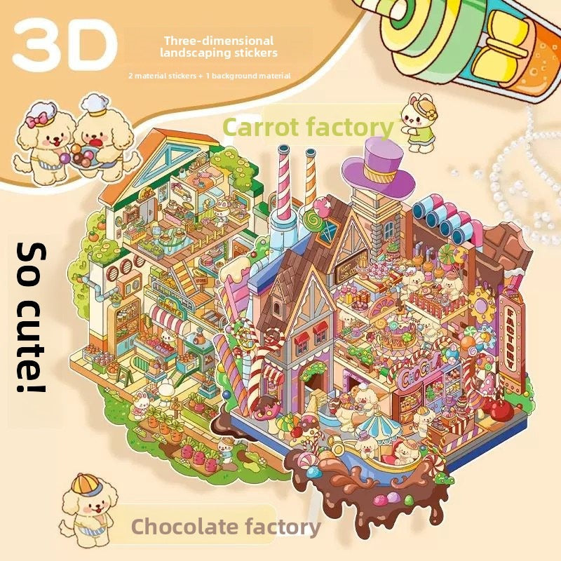 Pixel Cute Factory DIY 3D Scene Stickers - 2 Cute Miniature Scenes #179