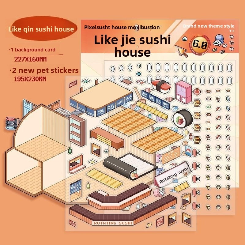 Korean-style Cottage DIY 3D Scene Stickers - 2 Cute Miniature Scenes #173