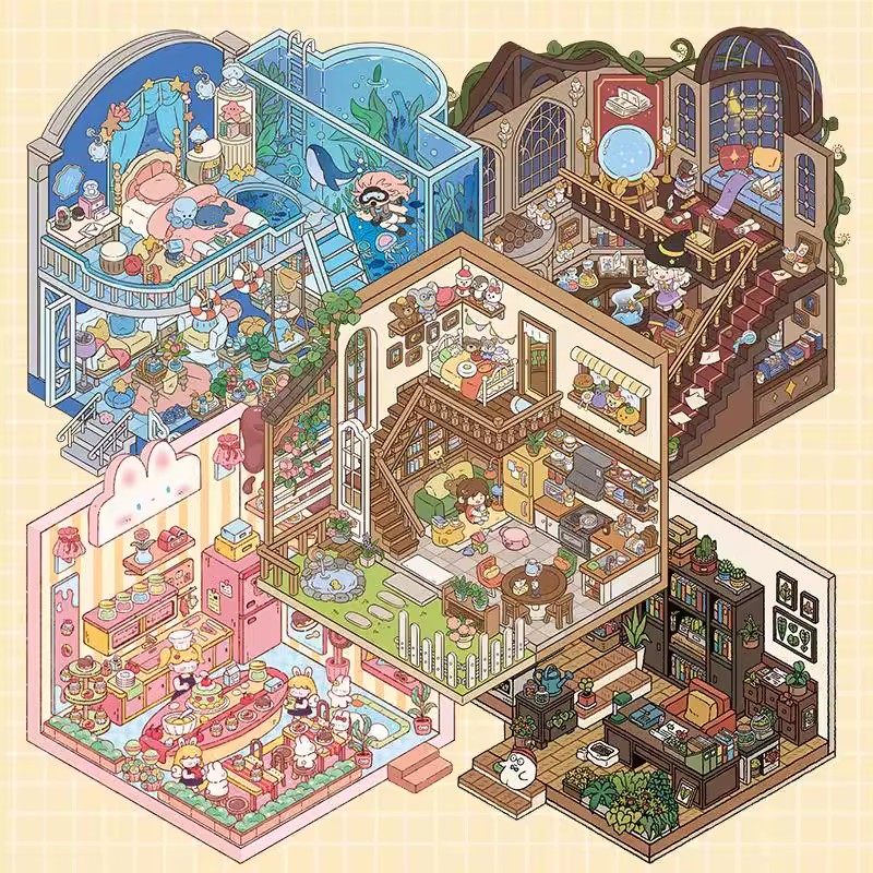 My Cottage DIY 3D Scene Stickers - 5 Cute Miniature Scenes #166