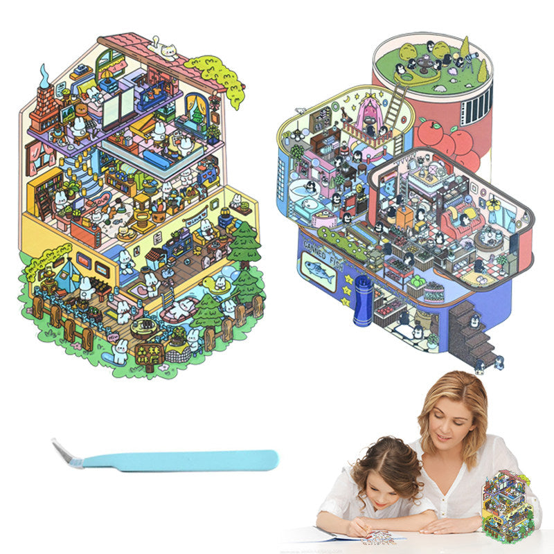 Forest Cottage DIY 3D Scene Stickers - 2 Cute Miniature Scenes #103