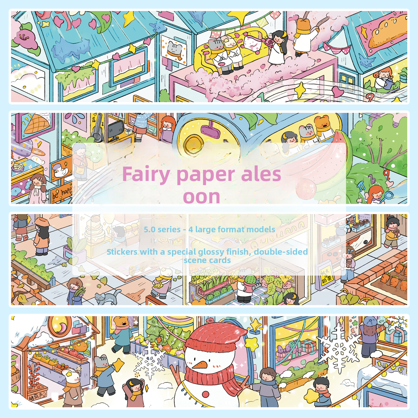 Fairy Tale Series DIY 3D Scene Stickers - 4 Cute Miniature Scenes #065