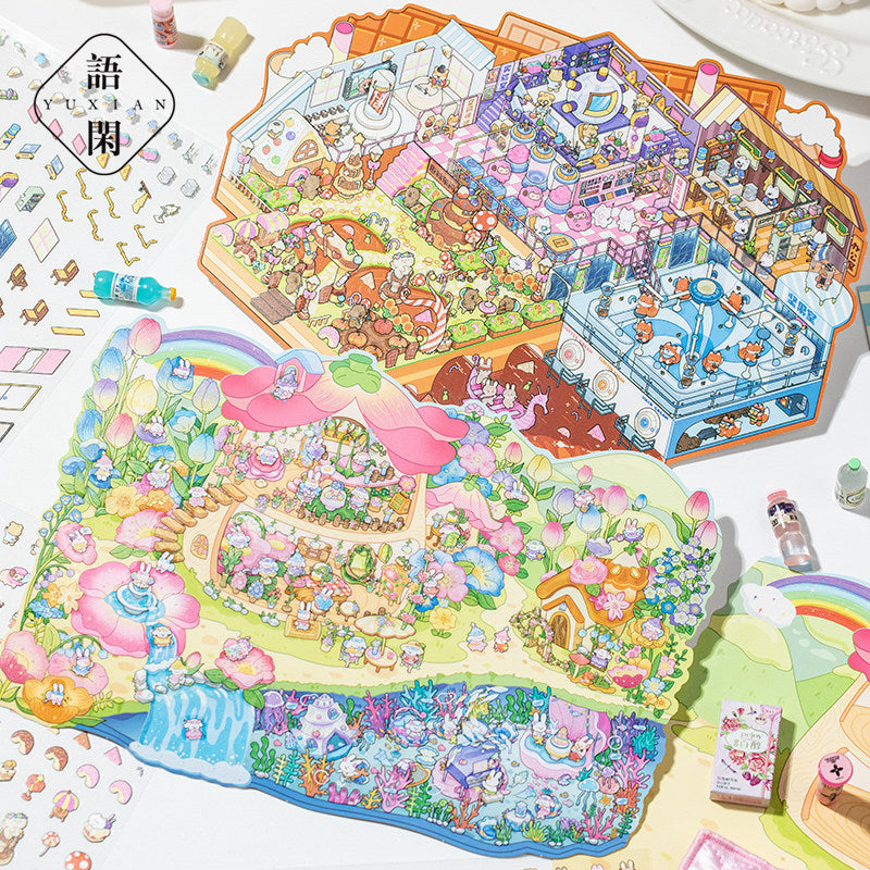 Fun World DIY 3D Scene Stickers - 2 Cute Miniature Scenes #102