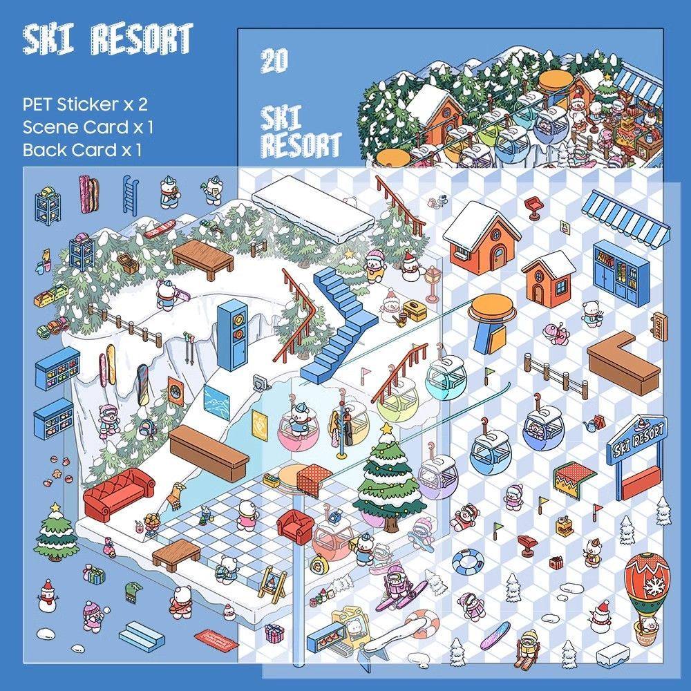 Paperpals DIY 3D Scene Stickers - 4 Cute Miniature Scenes #028