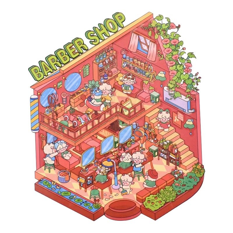 Forest Cottage DIY 3D Scene Stickers - 4 Cute Miniature Scenes #108