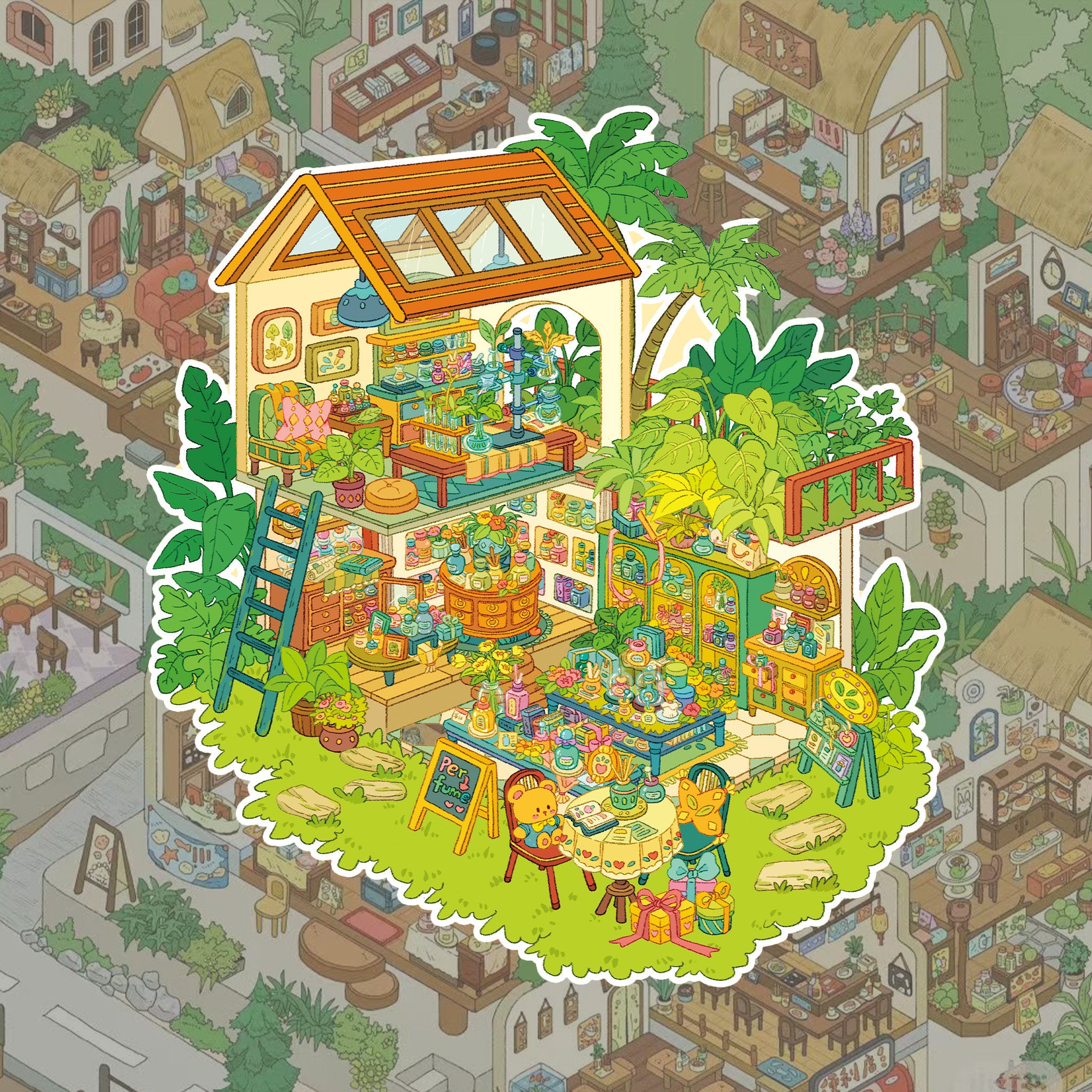 Cute DIY 3D Scene Stickers - 4 Cute Miniature Scenes #041