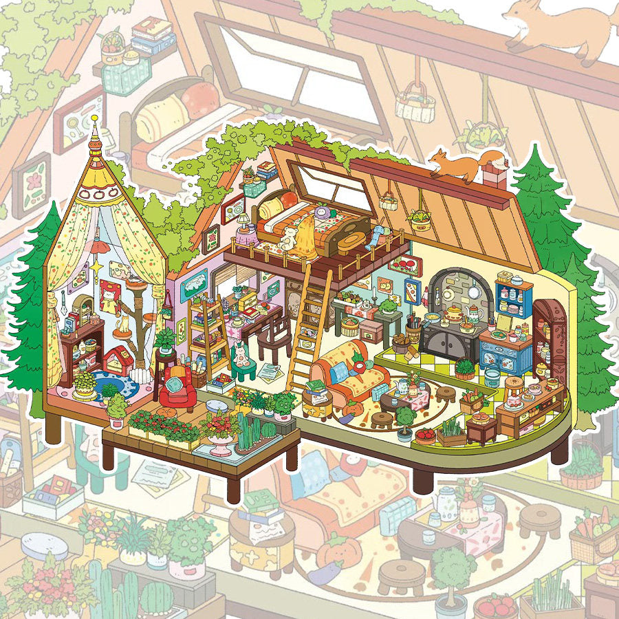 My House DIY 3D Scene Stickers - 4 Cute Miniature Scenes #018
